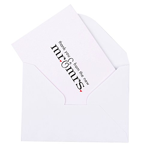 50pcs Mr & Mrs Carte de Remerciement avec Envel...