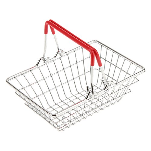 élégant Rouge Mignon Mini-panier Chrome Puces P...