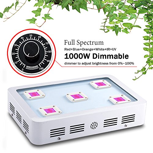 BestVA bestva Dimmable 1000 W LED Grow Light, NEWEST COB puce Full Spectrum Lamp Indoor Plant Growth Veg Flowering Lighting (White)) 0718460902108 (0718460902108)