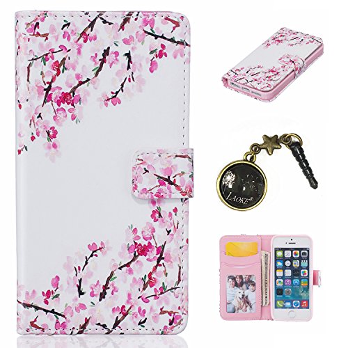 Laoke PU Cuir Coque Strass Case Etui Coque étui de portefeuille protection Coque Case Cas Cuir Swag Pour iPhone 5 / 5s / SE +Bouchons de poussière (4AB) code EAN 0718924036271 