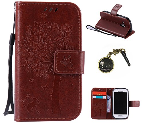 Laoke PU Cuir Coque Strass Case Etui Coque étui de portefeuille protection Coque Case Cas Cuir Swag Pour(Samsung Galaxy S3 Mini i8190)+Bouchons de poussière (6AD) code EAN 0718924041916 