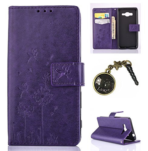 Laoke PU Cuir Coque Strass Case Etui Coque étui de portefeuille protection Coque Case Cas Cuir Swag pissenlit Pour( Samsung Galaxy Core Prime G530, G530H G530FZ G531F +Bouchons de poussière (1HT) code EAN 0718924925940 