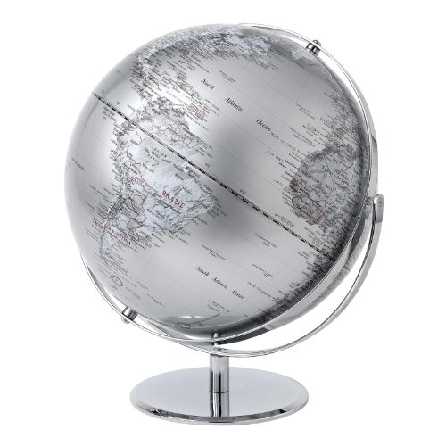 Globe terrestre argenté 43 cm