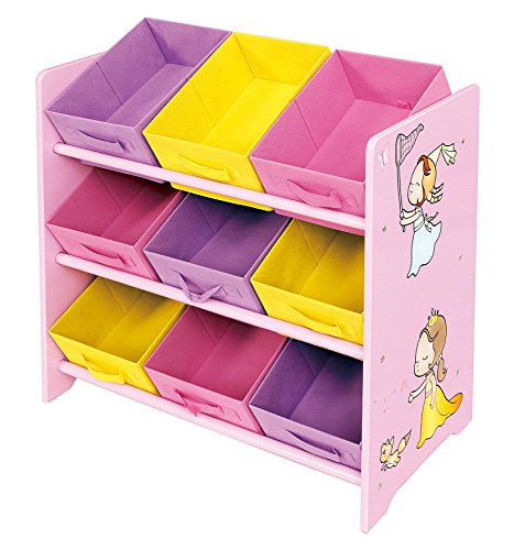 Jouet princesse étagère de rangement avec 9 compartiments en tissu, bois, multicolore 0721107395348 Liberty House Toys