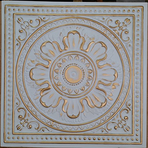 PL17 en étain plafond 3D Motif carreaux Or Blan...