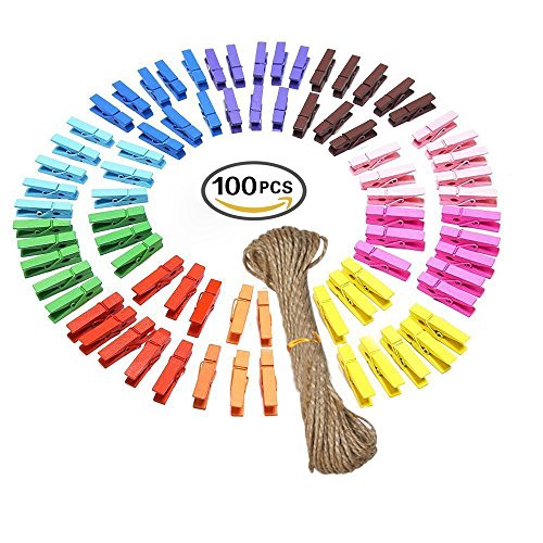 g2plus 100 Clips Photo en bois Pinces à linge c...