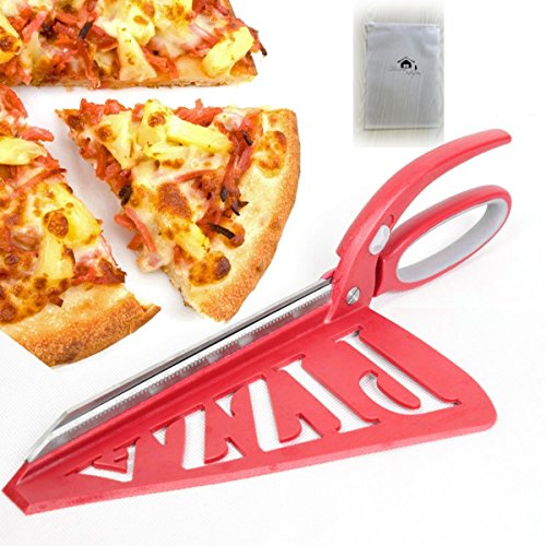 Home Papa En acier inoxydable ciseaux à pizza avec spatule amovible et interrupteur de sécurité, rouge, 33 cm 0723610413861 (0723610413861)