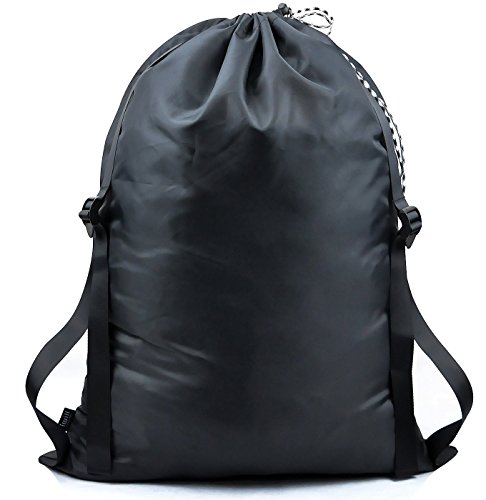 iwill createpro Carry Handy Sac à linge avec 2 solides bretelles réglables pour Laundromat, libérer vos mains avec Sac à dos Sac à linge (25 "* 31") (Noir) 0723980964277 (0723980964277)
