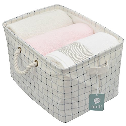 iwill createpro Drawstring Toile Pliable ménages Organisateur Panier avec poignées, Léger pour Jouets, Dortoir-Bins de stockage pour les étudiants du Collège utilisation, Bleu Checker 0723980964611 (0723980964611)