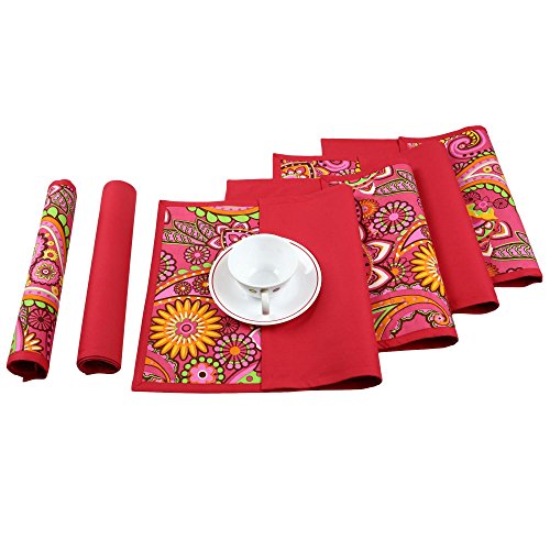 ShalinIndia Réversible en coton imprimé Sets Ensemble de 6, main Indian Home Decor Salle à manger 200TC, 13x19 pouces code EAN 0723980973286 