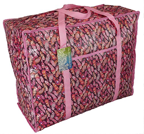 Grand sac de stockage rose avec poche. Motif de...