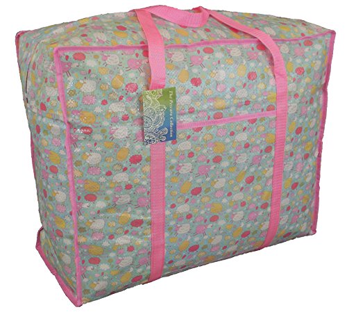 Grand sac de stockage bleu et rose avec poche. ...