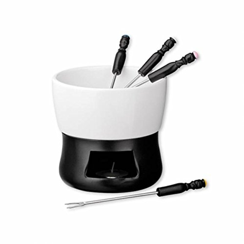 megaso-store Fondue au chocolat Set en porcelaine avec quatre fourchettes en métal et plastique 0725407870765 (0725407870765)