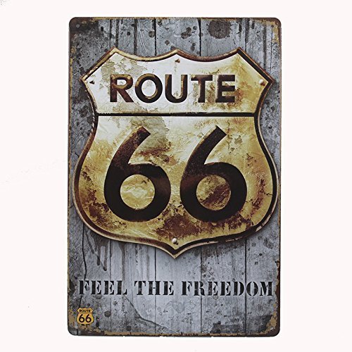 Boweike Feel the freedom route 66 enseignes en métal 20*30 cm metal sign plaque métal publicité tin connexion art wall decor 0726630007201 (0726630007201)