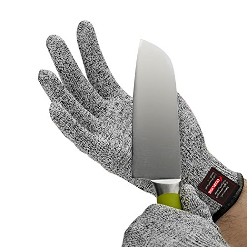 e821 Dix-broche haute résistance polyéthylène fil d'acier cut gants résistant, en388 niveau 5 gants cut résistance de cuisine code EAN 0726630409685 