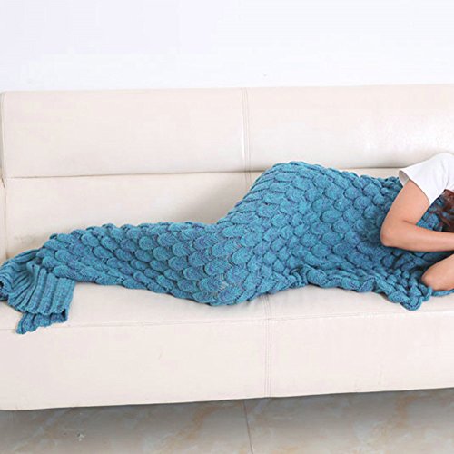 Ocean star Doux Et Chaud Aiqi Couverture Par la Queue De Sirène, l'artisanat Polaire Au Crochet Câlin Confortable Canapé - lit Des Sacs De Couchage, Handmade En Queue De Sirène Couverture Chaude Courtepointe Salon Couverture. (purple) (lake blue) 0728120748465 (0728120748465)