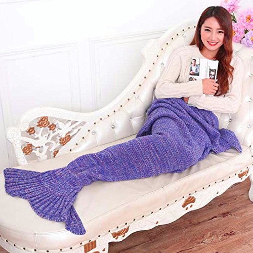 Ocean star Doux Et Chaud Aiqi Couverture Par la Queue De Sirène, l'artisanat Polaire Au Crochet Câlin Confortable Canapé - lit Des Sacs De Couchage, Handmade En Queue De Sirène Couverture Chaude Courtepointe Salon Couverture. (purple) (Purple) 0728120750253 (0728120750253)