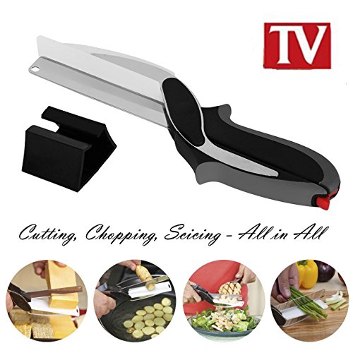 Zmsj Clever Cutter 2 en 1 Ciseaux et couteau Planche à découper multifonctions Zmsj Versatile Design ergonomique Cuisine Hachoir Vegetable Slicer 0728120759089 (0728120759089)