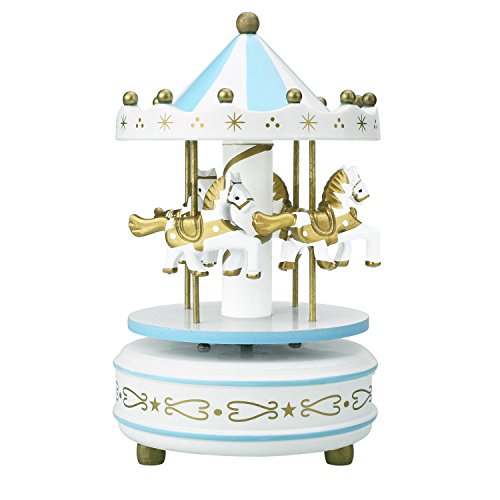 Peradix Carousel musique boîte en bois merry-go-round jouet (bleu) 0728290003227 (0728290003227)