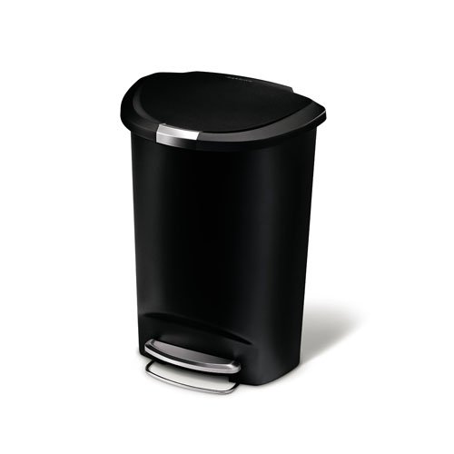 Cw1355 poubelle semi-ronde à pédale noir 50 l