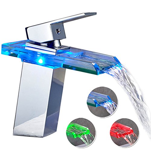 Mitigeur lavabo robinetterie led rvb cascade po...