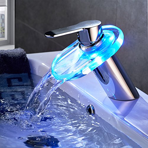 Mitigeur lavabo robinetterie led rvb cascade po...
