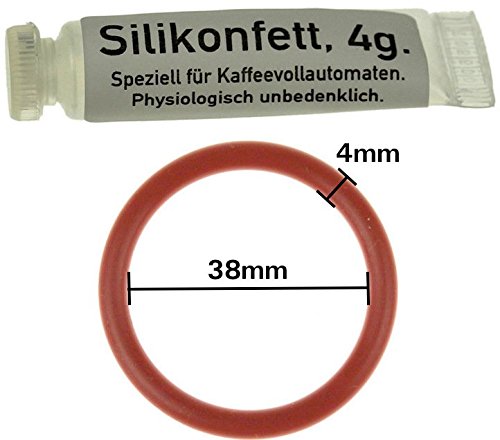 Piebert Kit d'entretien?: Joint torique 38 x 4 mm, 4 G Tube Graisse Silicone pour Siemens EQ5, EQ6, EQ7, EQ8, eq9, eq9 et Bosch Vero Bar, VeroCafe, verosel Collection, Vero Arôme, verocappucino, Vero Prof ional, 422245945191 Unité/Groupe Café/Tasseur à café entièrement automatiques Piston dans le, guide CODE QR inclus. code EAN 0729161442985 