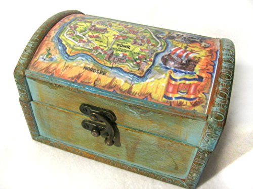 Petit coffre à trésor pirate coffre en bois 16 cm de Mer Carte Shabby 0729224397535 magicaldeco