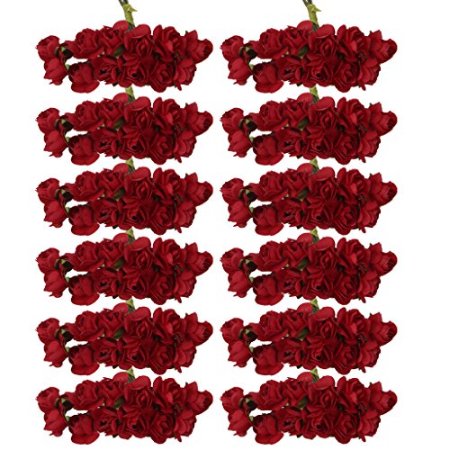 Lot de 12 Mini Bouquet de Rose Artificielle en ...