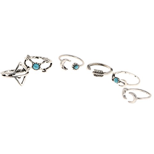 Ensemble 6pcs Bague Anneau Boho Motif Lune Flèc...