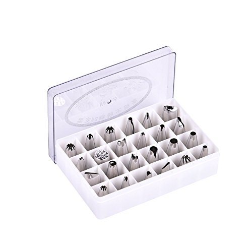 Newlemo 24 pcs douille acier inox douilles pour décoration gâteau,muffin,cupcake (cadeau avec douilles patisserie ) code EAN 0732130070010 