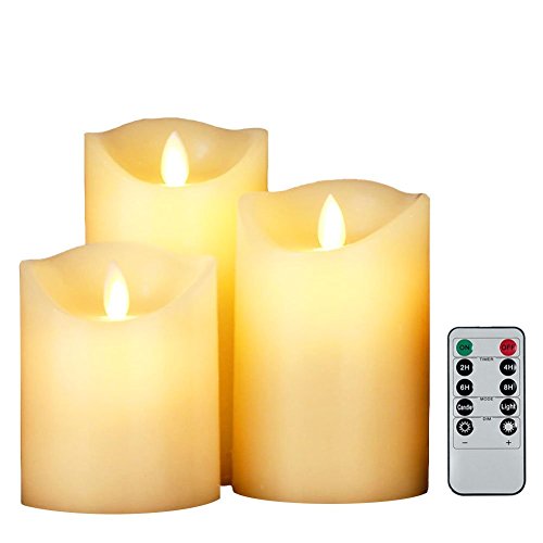 smtyle Bougie à led fonctionne avec pile flamme bougie pilier en cire avec minuterie et à distance (pack de 3) 0732130380164 (0732130380164)