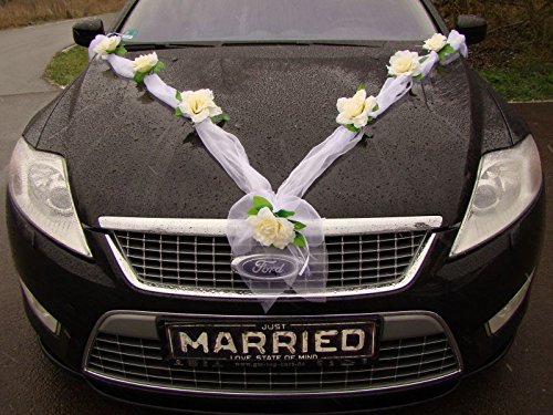 Autoschmuck Guirlande M voiture Bijoux de mariage rose décoratif décoration voiture mariage bijoux -Car Wedding Guirlande de décoration voiture Ecru / Weiß 0735204798094 (0735204798094)