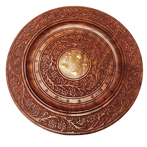 Bois Belle main Plateau de service rond, avec F...