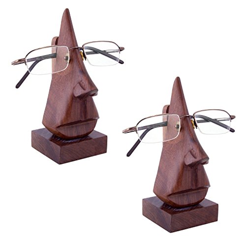 IndiaBigShop Titulaire de lunettes en bois, lunettes Holder, Eyeware Holder Retenue, lunettes de soleil stand, Porte-lunettes, Set of Two, lunettes stand de support, supports de lunettes anciennes, porte-lunettes, Cadeau pour Noël ou anniversaire code EAN 0736631433329 