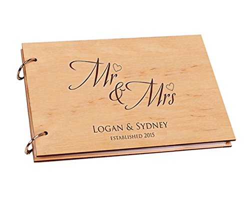 Personnalisée Cœur Mr et Mrs Livre d'or de mariage personnalisée Nom et date Scrapbooking albums photos livre 20,3 x 30,5 cm pour mariage cadeaux 0737420196982 jennydeki