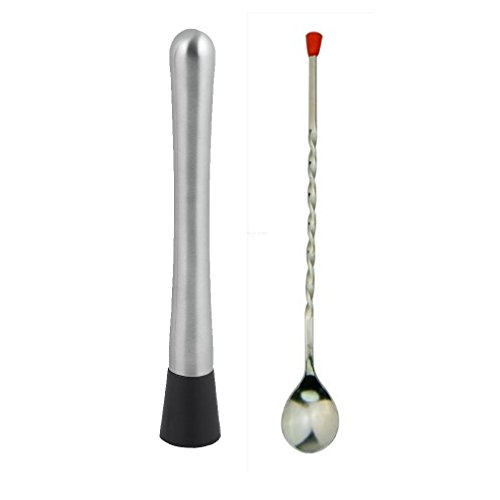 Emours emours Pilon à Cocktails et ensemble de cuillère, de qualité professionnelle en acier inoxydable Home Bar outil 0737590135309 (0737590135309)