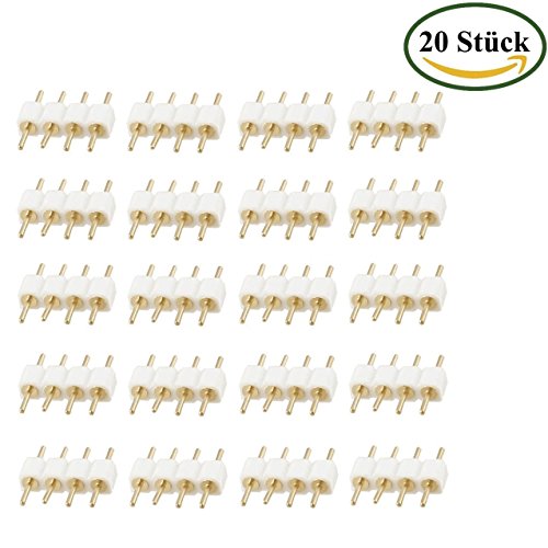 LitaElek litaelek 20 x Blanc 4 broches broches câble connecteur femelle Adaptateur 4 broches prise pour RVB 5050 LED RVB 3528 LED Strip Barre code EAN 0737590296338 