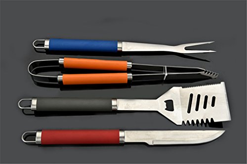 Set de 4 couverts à barbecue en acier inoxydabl...