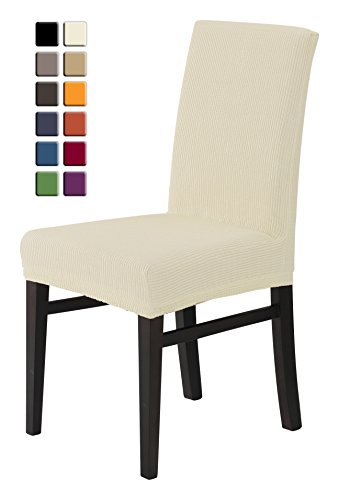 SCHEFFLER-HOME Rustico housses pour chaises 2 pièces, stretch-housse, élastique moderne housse, décor couverture de chaise de matériau spandex avec bande élastique pour un ajustement universel, couvercle extensible lycra, fines optiques gaufre - naturel code EAN 0738613539517 