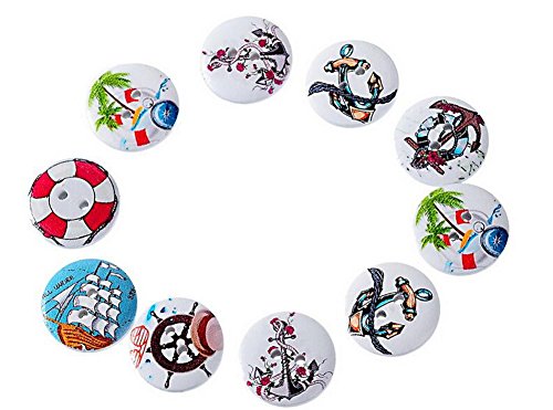 50 Cartoon Boutons en bois 2 trous sea-pathfind...