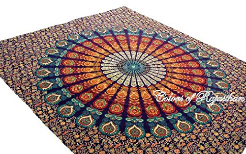 Multicolore mandala tapisserie indienne mur de ...