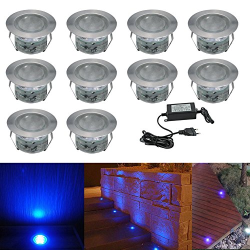 FVTLED 10x Lampe LED Bleu Encastrable Extérieur IP67 DC12V 1W Etanche Lumière Unique - Décoration Pour Maison Jardin Passage 0740690933508 7Colors