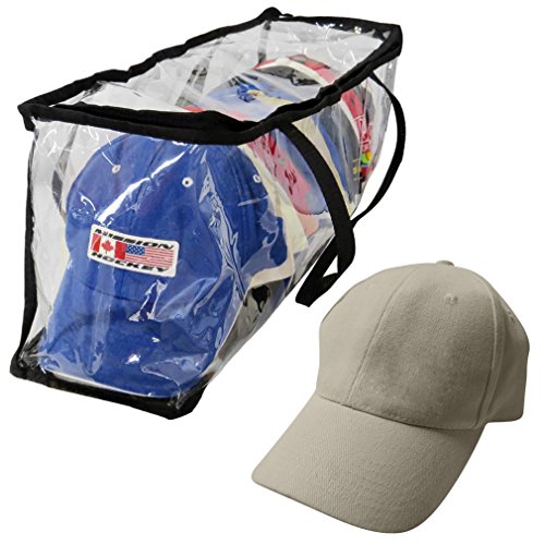 Baseball cap storage bag zipper organizer clear...