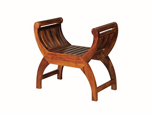 The One Sheesham incurvé en palissandre indien Tabouret - Tabouret à lattes Thakat incurvé - Finition?: Mid Marron Sheesham - Salon/Chambre/couloir Meubles code EAN 0740999701051 