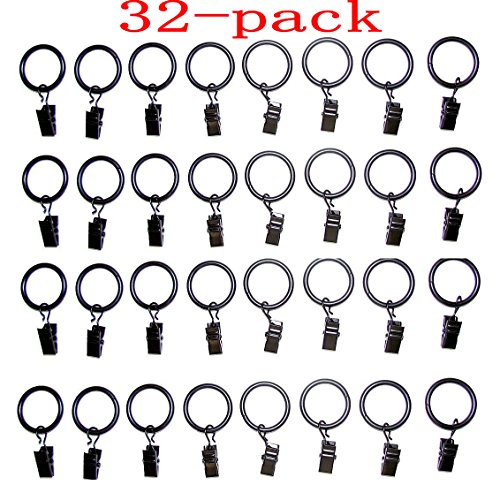 Anneaux pour rideaux Black Metal avec clip et c...