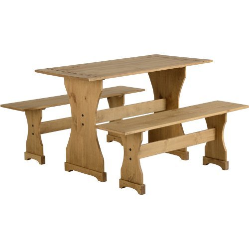 MEXICAN DISTRESSED WAXED PINE DINETTE SET - TAB...