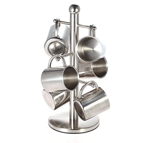 Anself Arbre à tasses avec 7pcs tasse à thé tasse à café en acier inoxydable porte tasse code EAN 0743022338828 