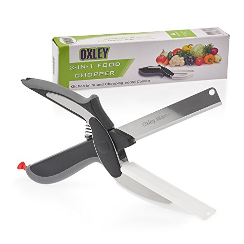 TRUBAMBI Hachoir Oxley 2-en-1 Clever Cutter. Couteau de cuisine et de la planche à découper combinés. Clever cutter alimentaire chopper 2 in 1 Coupe Intelligente Coupe-légumes ciseaux de cuisine couteau de Chef Mini hachoir couteau à fromage. Gadgets de cuisine et ustensiles code EAN 0743031849155 