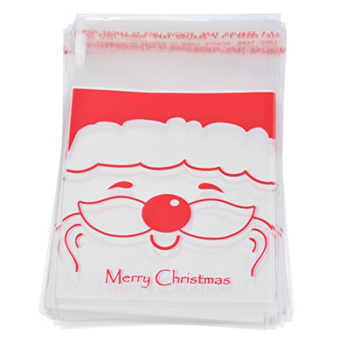 Souarts Sac sachet pochette d'emballage pour cookies bonbons biscuit motif pere noël 10x15cm 50pcs code EAN 0743062843139 